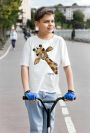 Дитяча футболка білого кольору з малюнком "Жираф" від Аліси